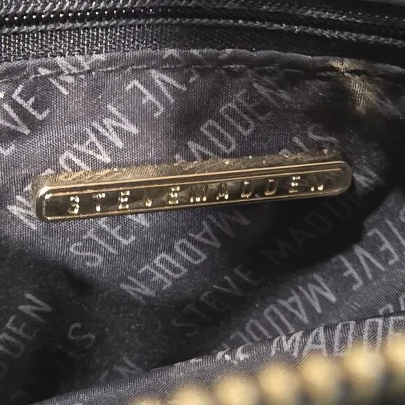 Steve Madden BCARRIE Crossbody Bag - Black Checkerboard Embossed Logo - Picture 8 of 12